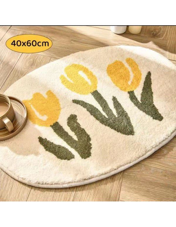 Soft cashmere carpet Cartoon mat for children's room Smiling face mat for the sun Pocket egg doormat Water suction doormat