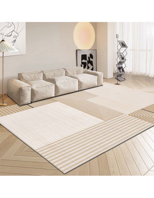 Spot log milk tea style carpet, Japanese style luxury, geometric stripe, living room carpet, bedroom, light color bedside carpet