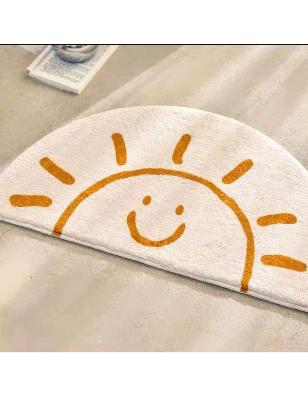 Soft cashmere carpet Cartoon mat for children's room Smiling face mat for the sun Pocket egg doormat Water suction doormat