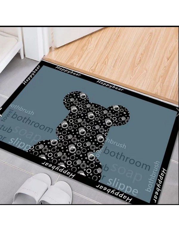 Nordic simple crystal velvet floor mat Non slip water absorbing doormat Cartoon ins Air bathroom porch Toilet