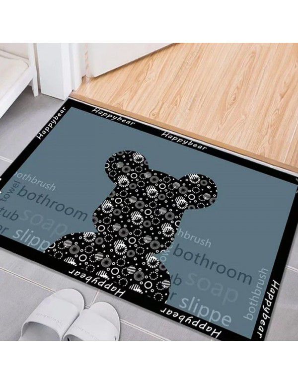 Nordic simple crystal velvet floor mat Non slip water absorbing doormat Cartoon ins Air bathroom porch Toilet